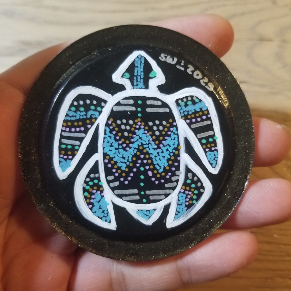 Hand-Painted Turtle Art Coaster